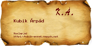 Kubik Árpád névjegykártya