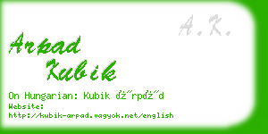 arpad kubik business card